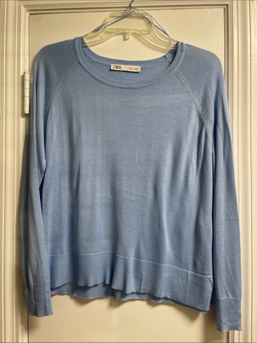 Zara Pale Blue Crewneck Sweater